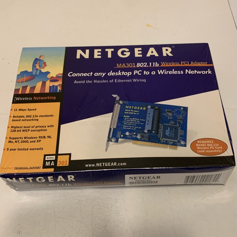 🔴 ⏬️⏬️ NETGEAR 802.11b Wireless PCI Network Adapter MA301 NIB HOST PICK - Picture 3 of 13